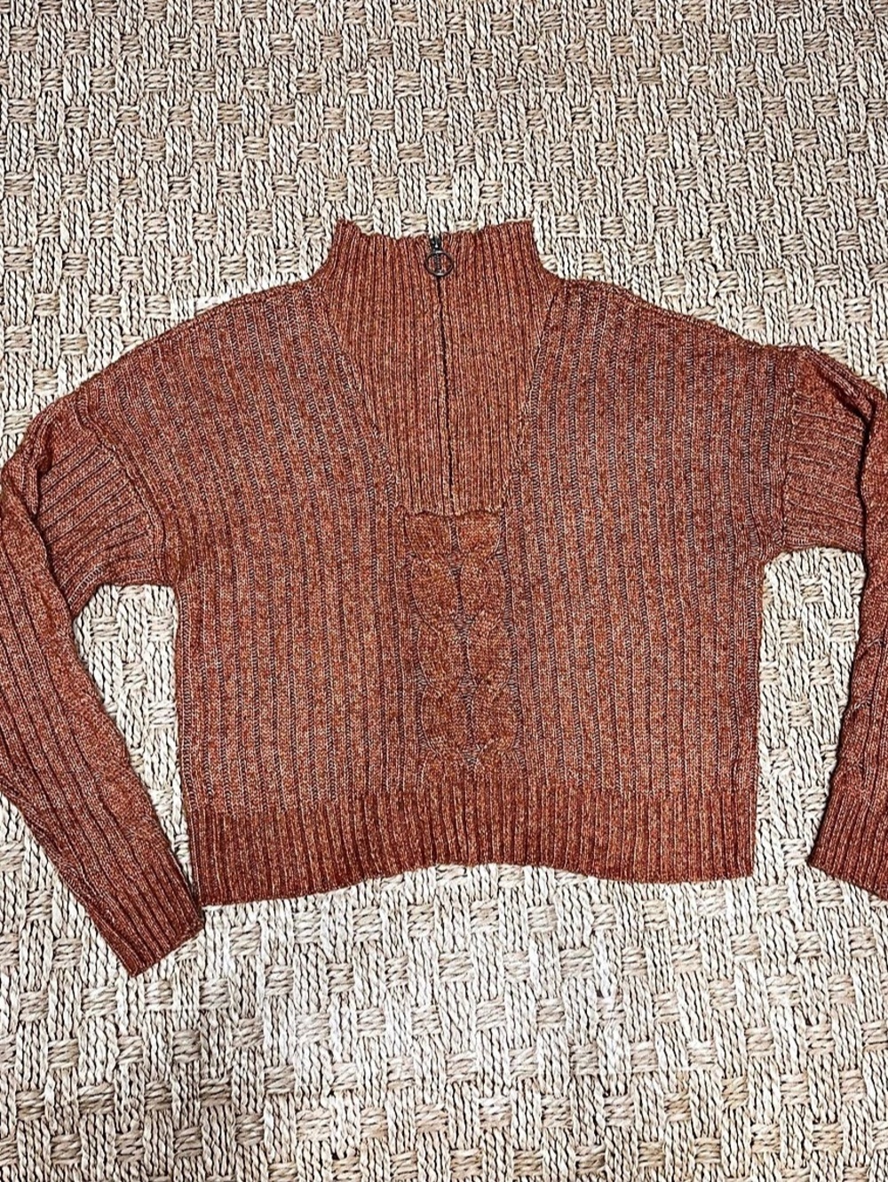 Ultra Flirt Brown Quarter-Zip Sweater Size Small